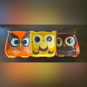 NEW Ceramic Owl Triple Serving‎ Divided Dish